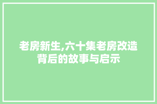 老房新生,六十集老房改造背后的故事与启示