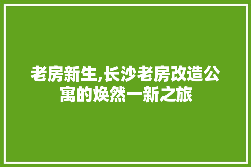 老房新生,长沙老房改造公寓的焕然一新之旅