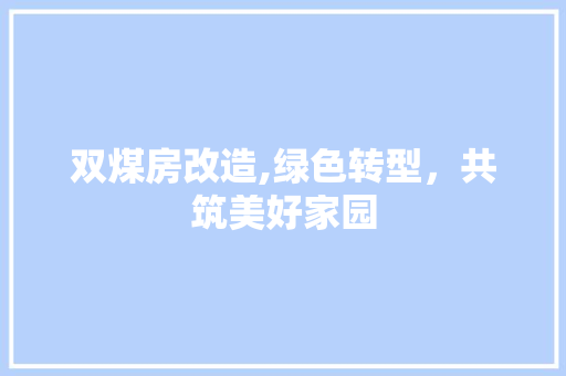 双煤房改造,绿色转型，共筑美好家园