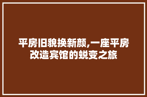 平房旧貌换新颜,一座平房改造宾馆的蜕变之旅