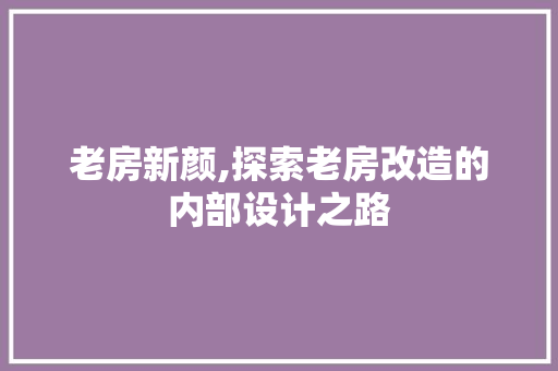 老房新颜,探索老房改造的内部设计之路