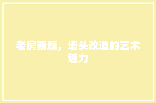 老房新颜，墙头改造的艺术魅力
