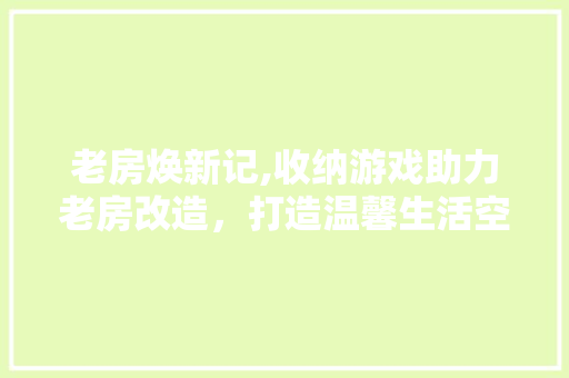 老房焕新记,收纳游戏助力老房改造，打造温馨生活空间