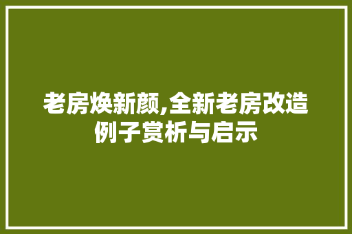 老房焕新颜,全新老房改造例子赏析与启示