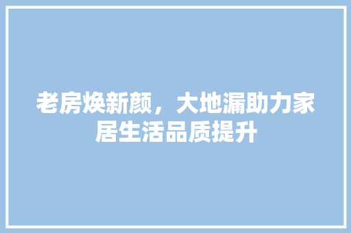 老房焕新颜，大地漏助力家居生活品质提升