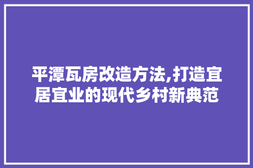 平潭瓦房改造方法,打造宜居宜业的现代乡村新典范