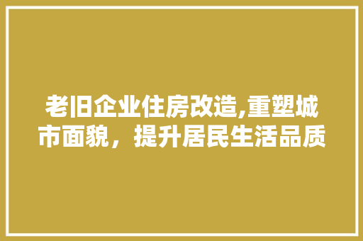 老旧企业住房改造,重塑城市面貌，提升居民生活品质