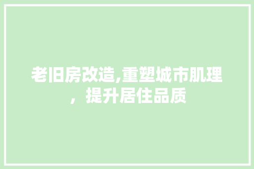 老旧房改造,重塑城市肌理，提升居住品质