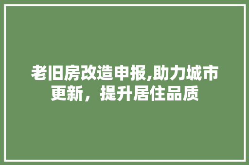 老旧房改造申报,助力城市更新，提升居住品质
