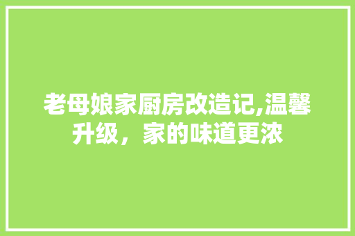 老母娘家厨房改造记,温馨升级，家的味道更浓