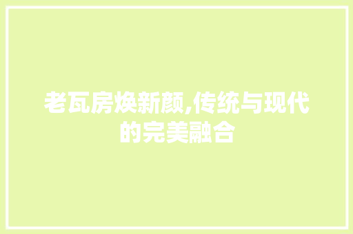 老瓦房焕新颜,传统与现代的完美融合
