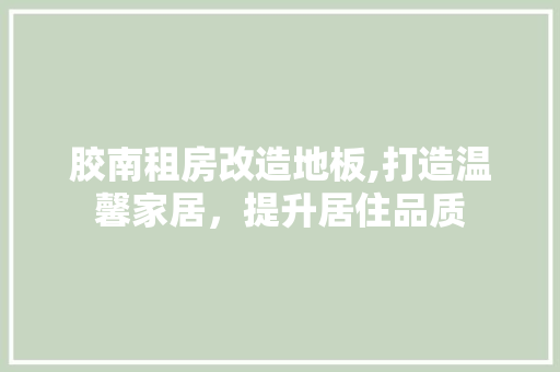胶南租房改造地板,打造温馨家居，提升居住品质