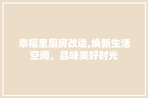幸福里厨房改造,焕新生活空间，品味美好时光