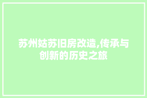 苏州姑苏旧房改造,传承与创新的历史之旅