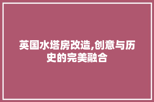 英国水塔房改造,创意与历史的完美融合