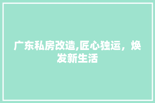 广东私房改造,匠心独运，焕发新生活