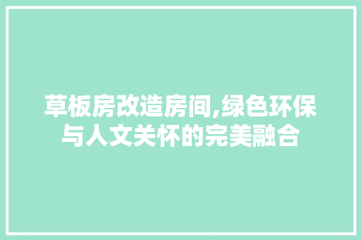 草板房改造房间,绿色环保与人文关怀的完美融合
