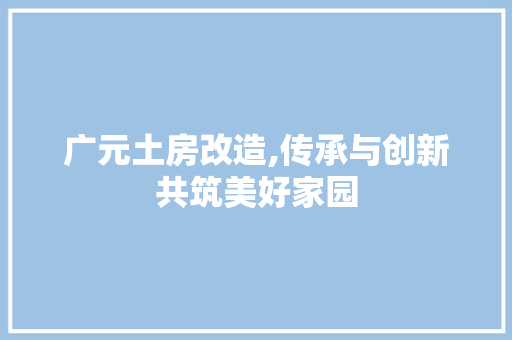 广元土房改造,传承与创新共筑美好家园