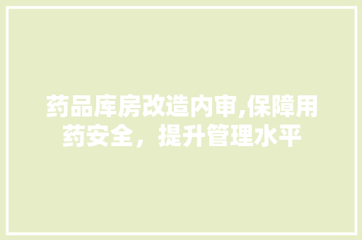 药品库房改造内审,保障用药安全，提升管理水平