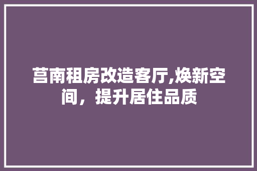 莒南租房改造客厅,焕新空间，提升居住品质