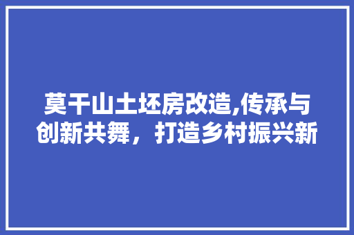 莫干山土坯房改造,传承与创新共舞，打造乡村振兴新样板