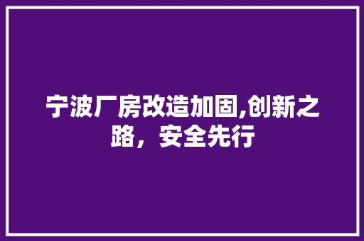 宁波厂房改造加固,创新之路，安全先行