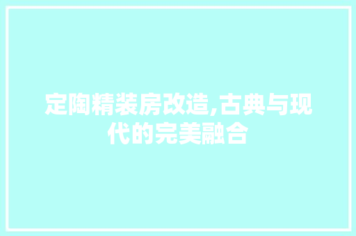 定陶精装房改造,古典与现代的完美融合