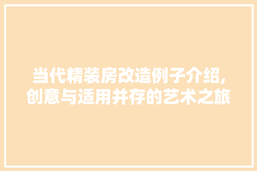 当代精装房改造例子介绍,创意与适用并存的艺术之旅