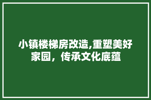 小镇楼梯房改造,重塑美好家园，传承文化底蕴