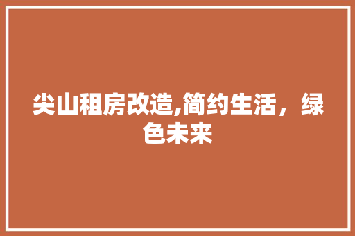尖山租房改造,简约生活，绿色未来
