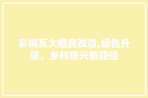 彩钢瓦大棚房改造,绿色升级，乡村振兴新路径