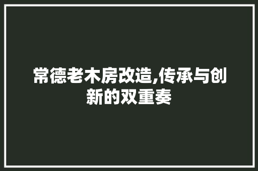 常德老木房改造,传承与创新的双重奏