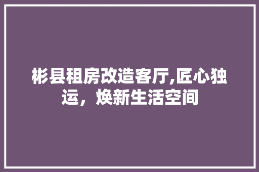 彬县租房改造客厅,匠心独运，焕新生活空间