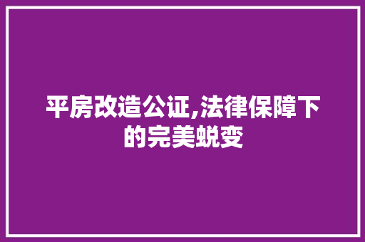 平房改造公证,法律保障下的完美蜕变