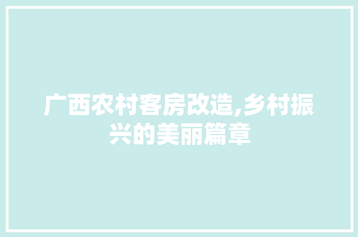 广西农村客房改造,乡村振兴的美丽篇章