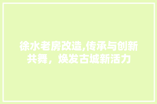 徐水老房改造,传承与创新共舞，焕发古城新活力