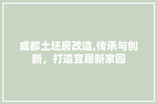 成都土坯房改造,传承与创新，打造宜居新家园