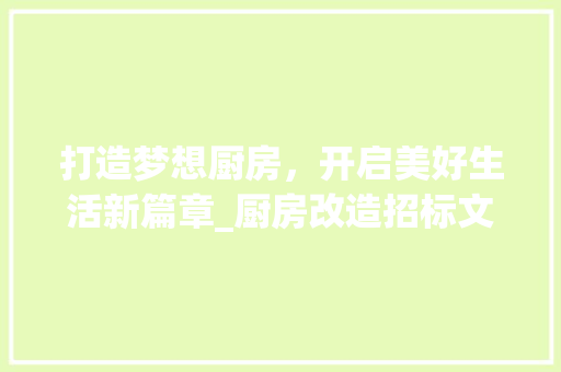 打造梦想厨房，开启美好生活新篇章_厨房改造招标文案详细介绍