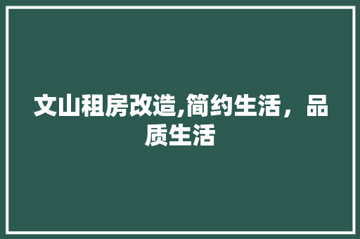 文山租房改造,简约生活，品质生活