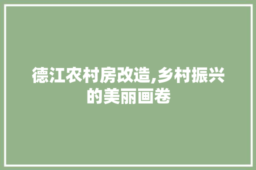 德江农村房改造,乡村振兴的美丽画卷