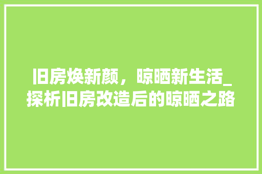 旧房焕新颜，晾晒新生活_探析旧房改造后的晾晒之路