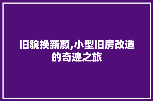 旧貌换新颜,小型旧房改造的奇迹之旅