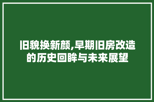 旧貌换新颜,早期旧房改造的历史回眸与未来展望