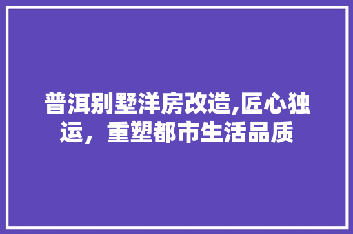 普洱别墅洋房改造,匠心独运，重塑都市生活品质