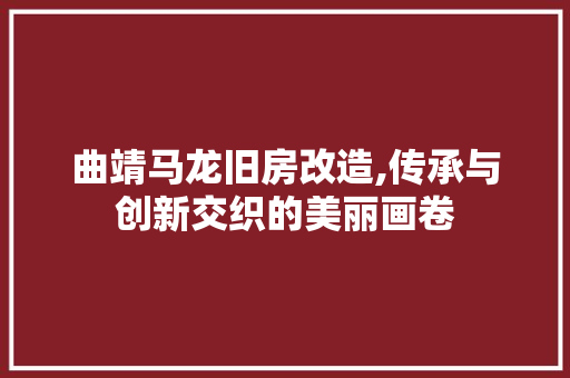 曲靖马龙旧房改造,传承与创新交织的美丽画卷