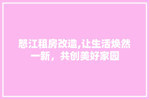 怒江租房改造,让生活焕然一新，共创美好家园