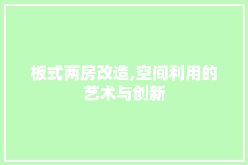 板式两房改造,空间利用的艺术与创新