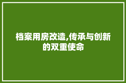 档案用房改造,传承与创新的双重使命