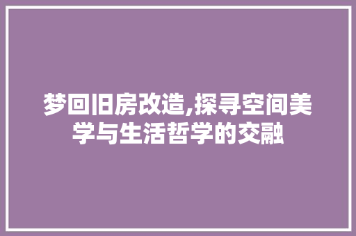 梦回旧房改造,探寻空间美学与生活哲学的交融