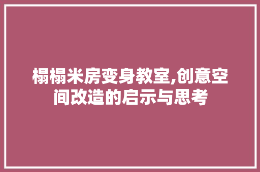 榻榻米房变身教室,创意空间改造的启示与思考